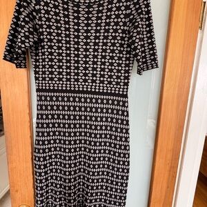 Taylor Black and White Sheath Midi Dress